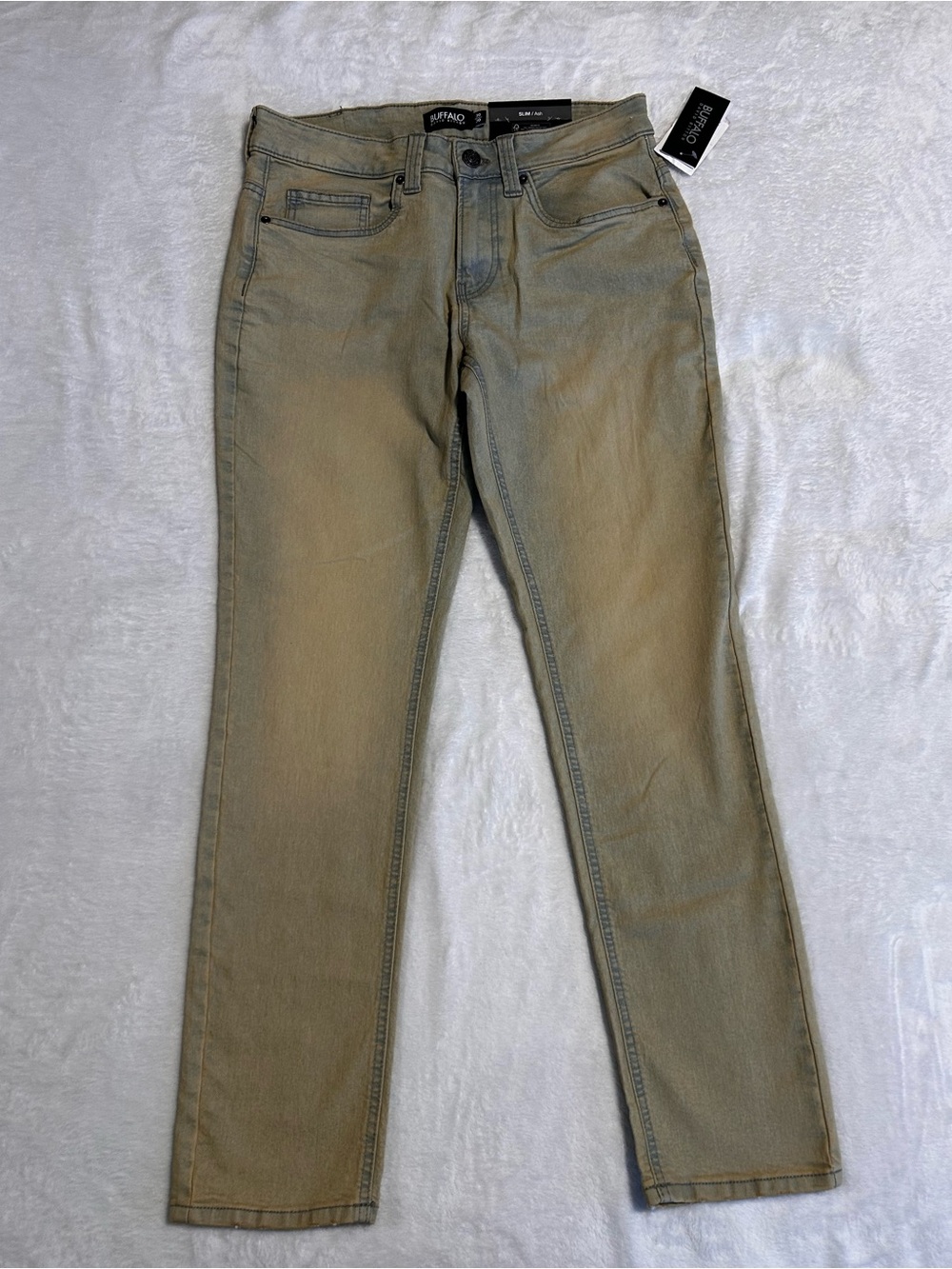 Buffalo David Bitton Men Slim Straight Jeans in Khaki Green